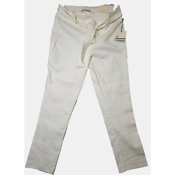Jules Leopold Straight Leg Slacks pull On Ankle Length White Medium NWT - Picture 1 of 8